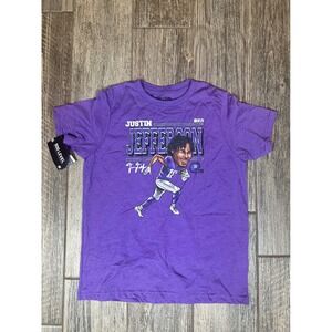 Justin Jefferson NFLPA 500 Level Minnesota Vikings Purple T Shirt Kid's XL‎